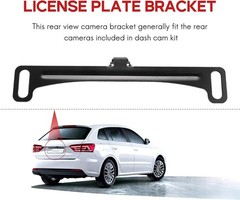 Black Universal Backup Camera License Plate Bracket for Enhanced Vehicle Safety