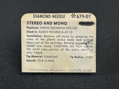 NOS Pfanstiehl 679-D7 Diamond Needle Stylus Audio Technica ATS-13S AT-12 LOOK!