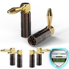 [6 Pair] Dual Screw Gold Plated Speaker Cable Connector Right Angle Banana Plug