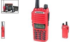 UV-82HP Red High Power Dual Band Radio: 60 Mile Waterproof Communication