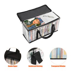 2pcs DVD Storage Bags, Water Resistant CD Holder, Clear PVC Media Organizer Case