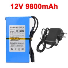 12V DC Rechargeable Lithium-ion Battery Portable Battery Pack w/ Charger Switch