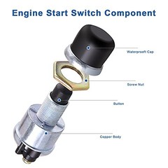 Weatherproof Engine Push Button Start Switch 12V Starter Push Button Momentary