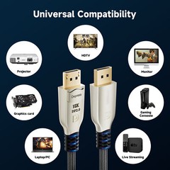 Displayport 2.0 Cable 16K 8K 4K 165Hz DisplayPort to DP G-Sync 6ft 10ft 15ft 3ft