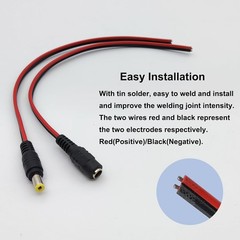 5~50Pcs DC Pigtail Power Cord Male Female Barrel Plug Cable Connectors 5.5*2.1mm