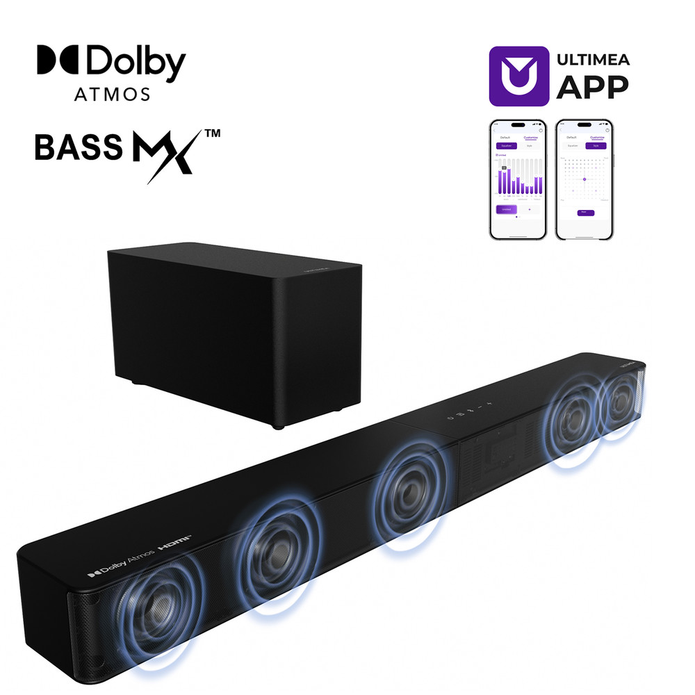 ULTIMEA 5.1CH Dolby Atmos Soundbar with Subwoofer for TV, BassMX Poseidon M60