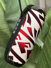 Custom Bluetooth Speaker Tribal Red White Black Polynesian Design W/Hand Strap