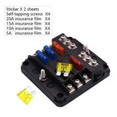 6 Way 12V 24V Auto Car Power Distribution Blade Fuse Holder Box Block Panel