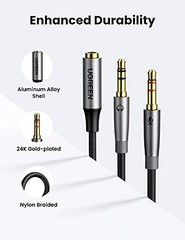 Headphone Splitter Adapter 3.5mm 2 Male to Female Y Cable for PC Laptop Gaming