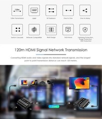 UP to 394Ft, LKV383 V4.0 HDMI Extender With IR 1080P Over RJ45 UTP STP Cat5e/6