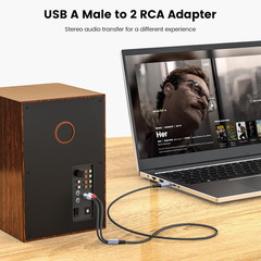 USB to RCA Audio Cable, USB 2.0 Male to 2 RCA Male Stereo Audio Cable