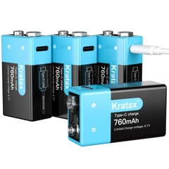 9V Lithium Batteries Kratax USB 9V Rechargeable Batteries and 4in1 Charger Cable