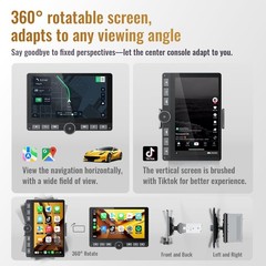Haudio Android Car Stereo 10.1″ Single Din with 360° 10.1inch 2+64G, black