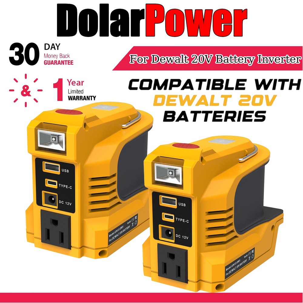 2x 220W Power Inverter Compatible with Dewalt 20V Max Battery DC 20V to 110V AC