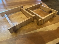 low profile tilted speaker stand wood pair unfinished rustic oak