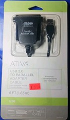 Ativa 6FT USB 2.0 To Parallel Adapter Printer Cable 6ft Long #828-565 NEW!