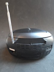 Tyler TAU101-BL CD Boombox AM/FM Radio Aux In Headphone Jack Black/Blue