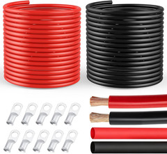 6 Gauge Wire 20Ft Black + 20Ft Red Pure Copper | 6 Gauge Battery Cable for Auto,