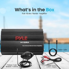 Pyle PLMRMP3B 4 Channel 800 Watt Water-Resistant Micro Amplifier System – Black