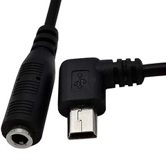 Right Angle Mini USB Male to 4Pole 3.5mm Female Adapter Cable for Mic Microphone