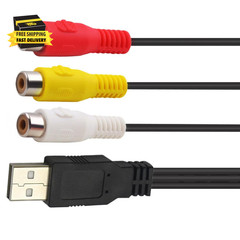 USB to RCA Cable 5FT, USB 2.0 a Female to 3 RCA Female Cord AV Composite Cable f