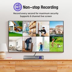 Easy Install 8 Channel 6-in-1 DVR H.265+ Match 1080P 5MP Cameras 1TB Hard Drive