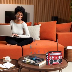 Solar Rechargeable Portable Bluetooth Radio with AM/FM/SW 3-Band Radio RETROBOX