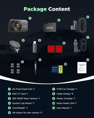 TOGUARD UHD 2160P 4K Dash Cam Front Rear Dual Lens Car Dash Camera Night Vision