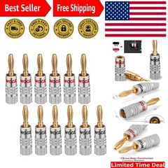 Professional Audio Connection – 12-Pack 24K Gold Banana Plugs for Home Theater