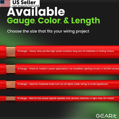 GEARit 10 Gauge Wire 200 Ft Total 10 AWG CCA Power Ground Cable Red Blck FROM US