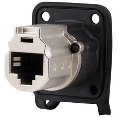 Neutrik NE8FDX-P6-W etherCON RJ45 Cat 6a Shielded Feed-Thru Connector – Nickel