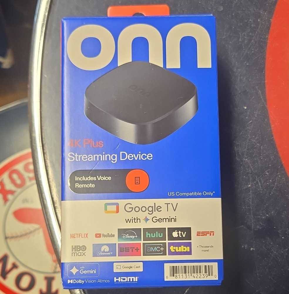 onn. 4K Plus Streaming Box Google TV 4K UHD 16GB Wi-Fi HDMI DV/DA Black