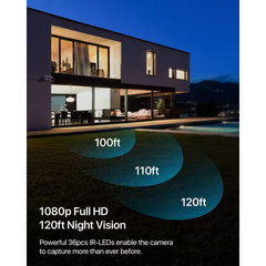 1080P Full HD TVI Hardwired Home Security Camera with Audio Recording 120 Ft. Ni