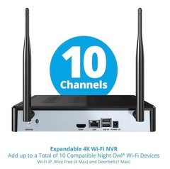 Night Owl 10-Channel 4K Wi-Fi NVR with 1TB Hard Drive and 4 IP Cameras Wi-Fi 108