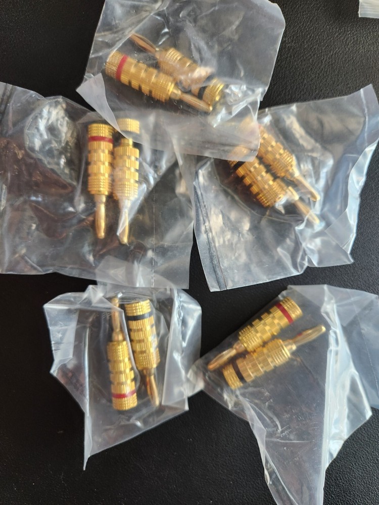 WGGE WG-3333 24k Gold Plated Speaker Banana Plugs-Closed Screw Type (5 Pairs)