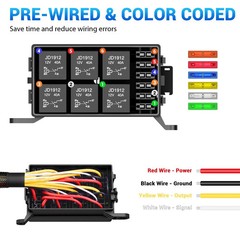 12V Fuse Relay Box 6 Relays and 6 Way ATC/ATO Fuses for Auto Car Marine Boat