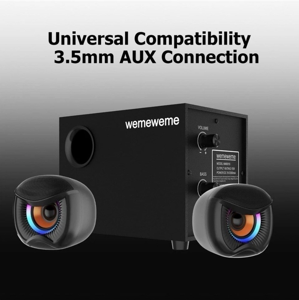 Wemeweme Computer Speakers, PC Speakers Subwoofer Desktop Laptop Monitor Gaming