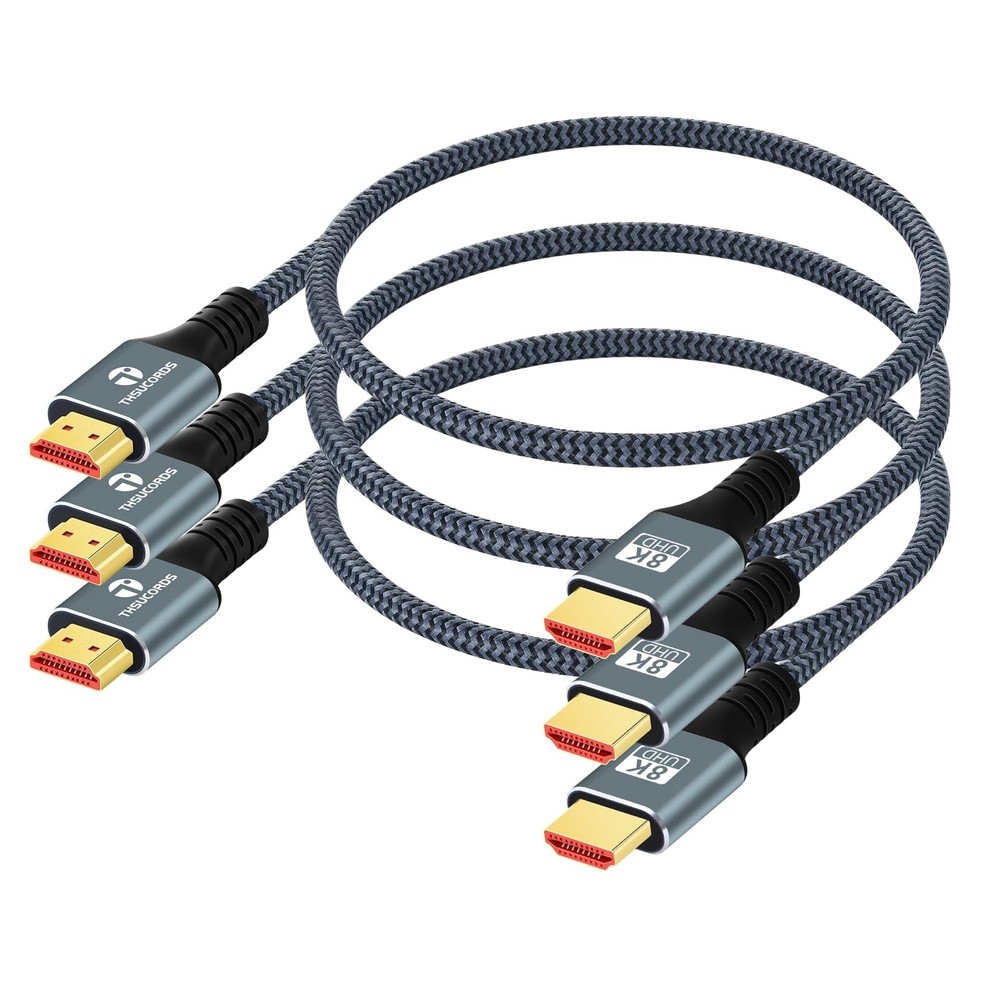 8K 4K HDMI Cable 1M 3 Pack, High Speed Braided HDMI to HDMI 2.1 Cable Support…