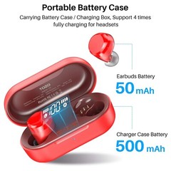 TOZO T12 Wireless Earbuds In Ear Stereo Headphones IPX8 Waterproof Red