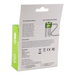 USB Rechargeable D Size Lithium ion Batteries LR20 1.5V 12000mWh with Cable Lot