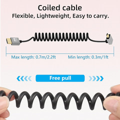90 Degree 4K Short Micro HDMI to HDMI Coiled Cable,Up Angle Micro HDMI Male t…