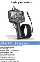2/5/10m LED Handheld Industrial Endoscope 8mm Borescope Inspection Snake Camera