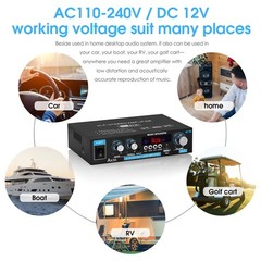 AK35 Bluetooth5.0 Power Amplifier Home/Car/Marine Stereo Audio Amp For Speaker