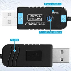 USB to DC 5V Power Cord, Universal DC 5.5×2.1mm Barrel Plug Charging