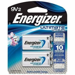 Energizer Ultimate Lithium Battery 9V 2 Pack (L522BP-2) EXP 2030
