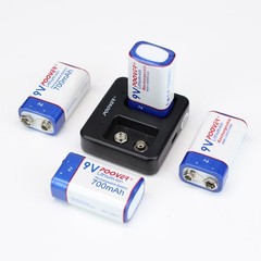 700mAh 9V 6F22 NIMH Rechargeable Batteries/ Optional 9 Volt Battery Charger Lot