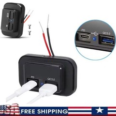 12-24V 4.8A Dual USB PD QC3.0 Car Boat RV Charger Socket LED Power Outlet