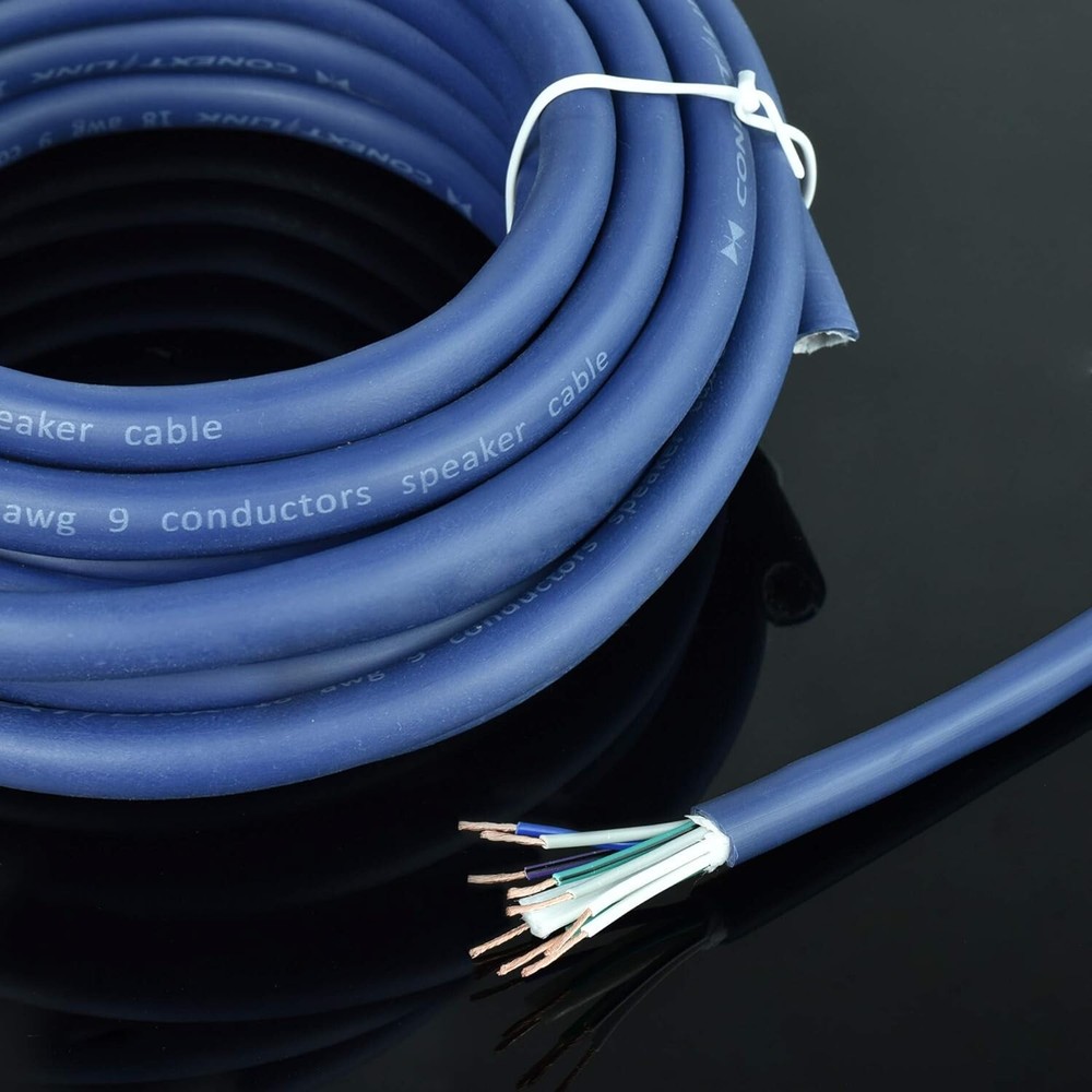 9 Conductors Blue Speed Wire 20 foot Primary Wire Speaker Cable 18 AWG