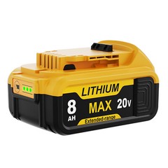 Combo 2-Pack 8.0Ah Replacement Battery & Charger Capacity for DEWALT 20V Tools