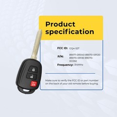 Replacement Keyless Remote Head Key Fob for Toyota RAV4 2014 FCC GQ4-52T 2-Pack